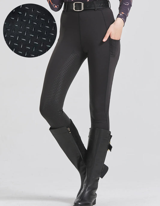 Spring and summer riding pants women's knitted high-stretch, slim-fitting silicone riding pants tight riding pants breathable we