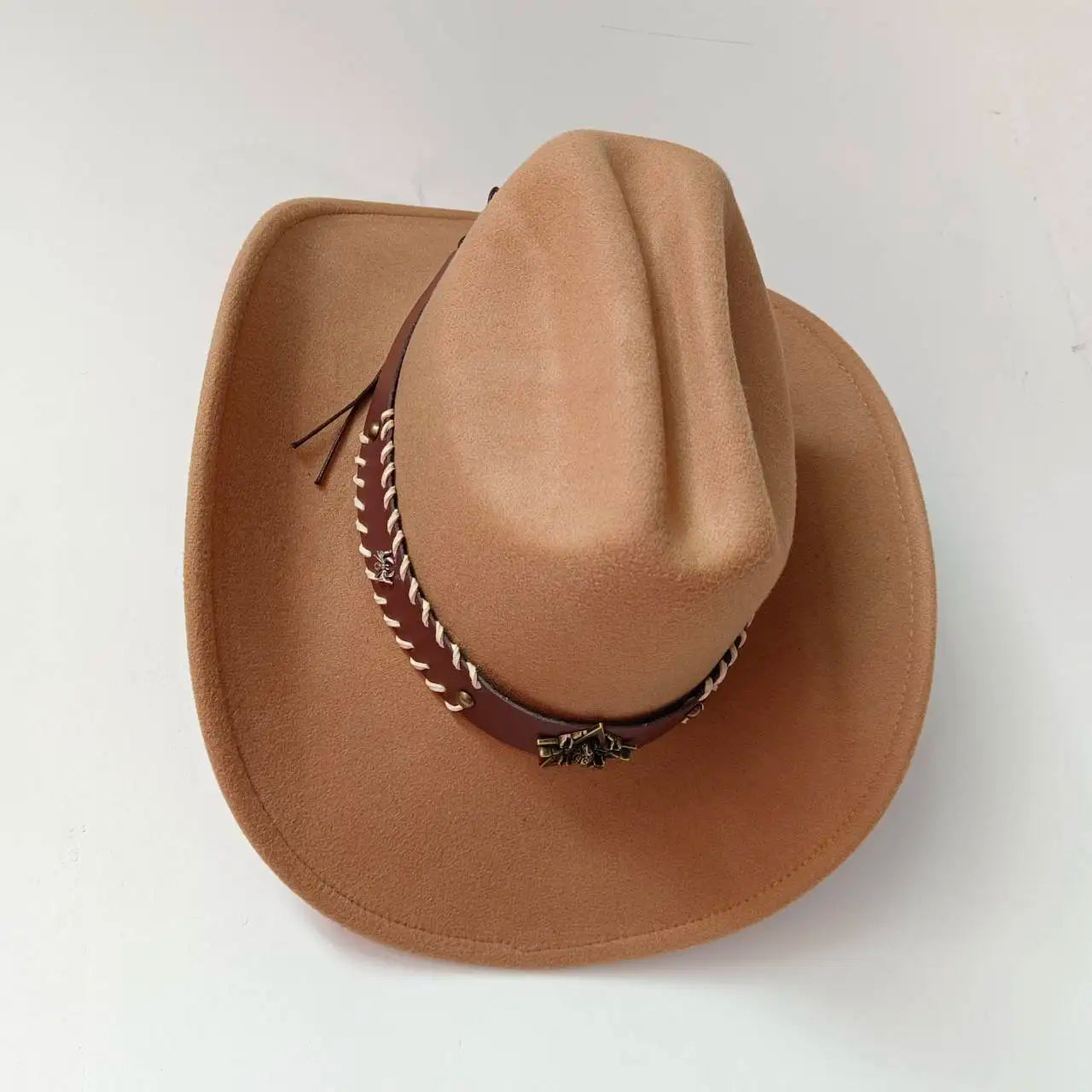 Chapeau de cowboy occidental à large bord pour homme, casquettes d'église Everche, Fascinateur vintage, chapeau de cowgirl jazz, zones bre, nouveau, 9cm