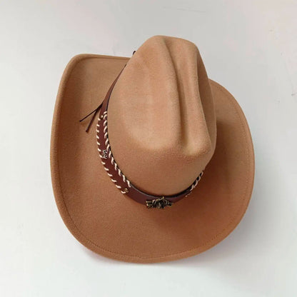 Chapeau de cowboy occidental à large bord pour homme, casquettes d'église Everche, Fascinateur vintage, chapeau de cowgirl jazz, zones bre, nouveau, 9cm
