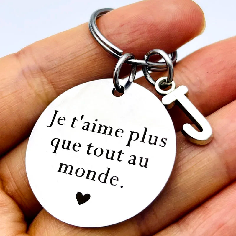 Porte-clés de Couple français Je T'aime Plus Que Tout Au Monde, cadeaux pour petit ami et petite amie, cadeau de Couple pour mari, cadeau de saint valentin