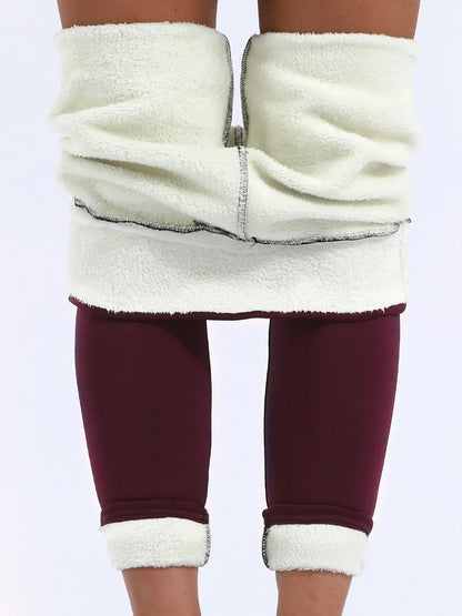 Velours hiver Leggins femmes couleur unie pantalon épais chaud velours taille haute couleur unie extérieur décontracté classique Leggings