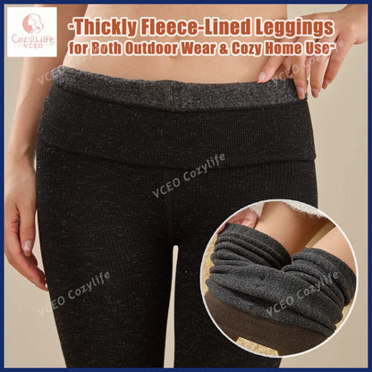 Winter Warm Fleece Lined Leggings Thickened Lounge Pants Extra Warm Heavyweight 300g Plush Fleece Thermal Leggings for Women