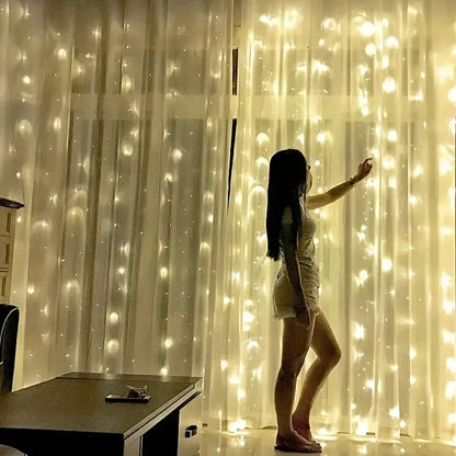 USB Curtain String Lights 8 Lighting Modes LED Light for Outdoor Garden Wedding Christmas New Year Home Decoration
