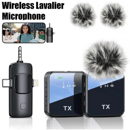 Professional Wireless Lavalier Microphone, ideal for live streaming and recording clear audio without long-distance delay