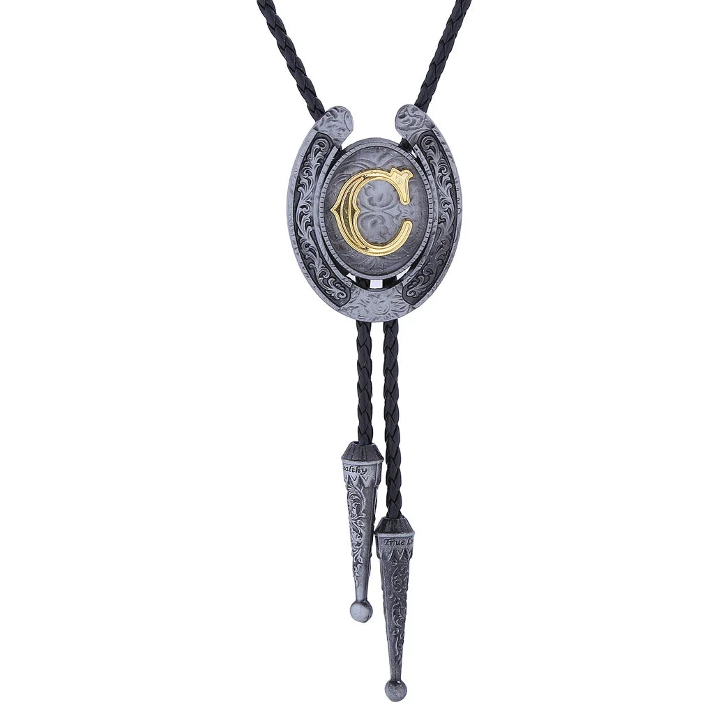 RechicGu-26 lettres Bolo pour homme, style western, cow-boy, cow-girl, cravate en cuir, collier rodéo, bijoux cadeaux, Dropshipping