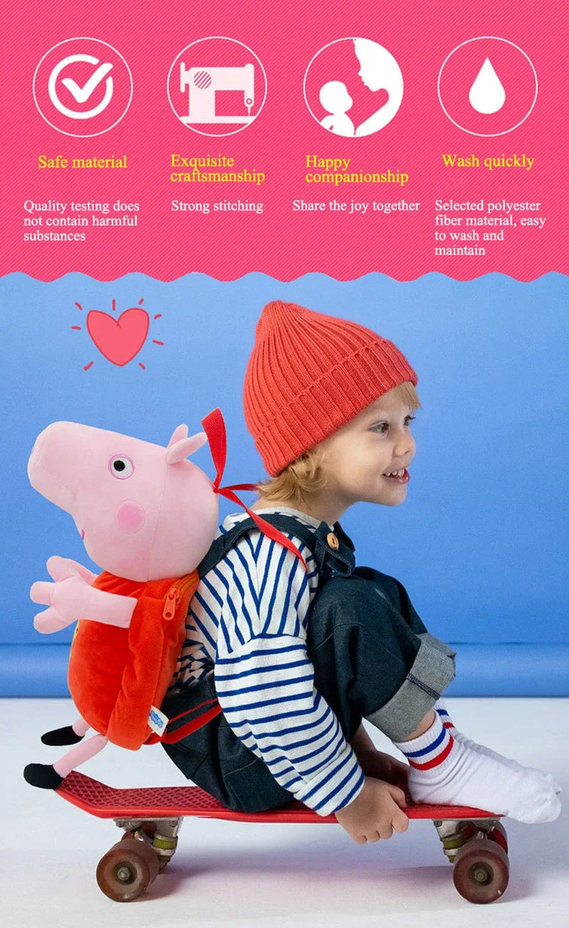 Peppa Pig Crossbody Bag Stereoscopic Doll Backpack Anime Knapsack Plush Coin Purse Toys George Round Pocketbook Children's Gifts