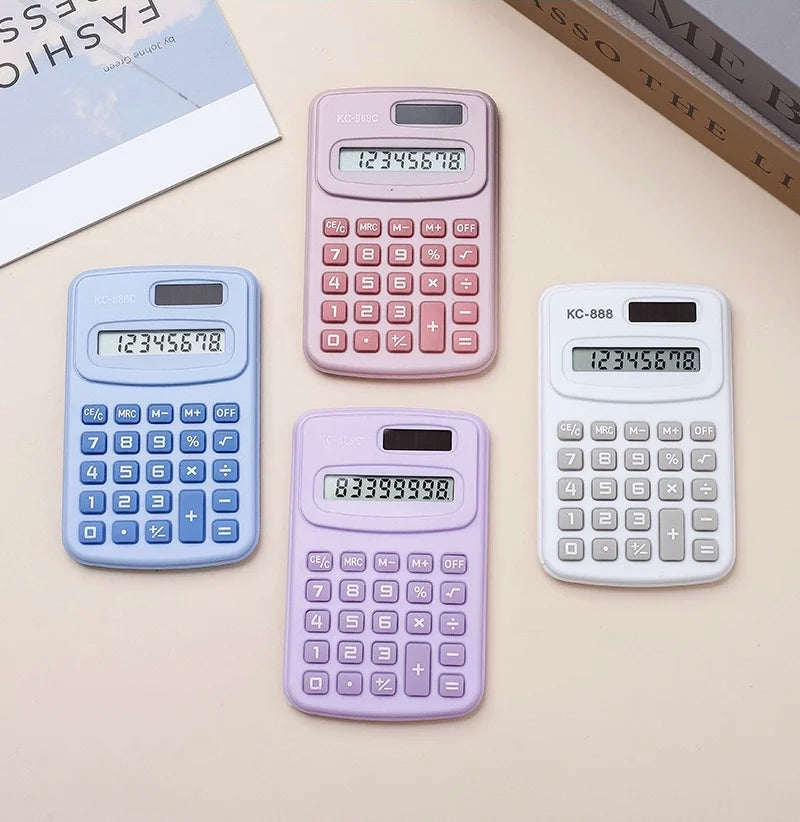 Jolie mini calculatrice solaire avec écran LCD à 8 chiffres, idéale pour le bureau et les étudiants