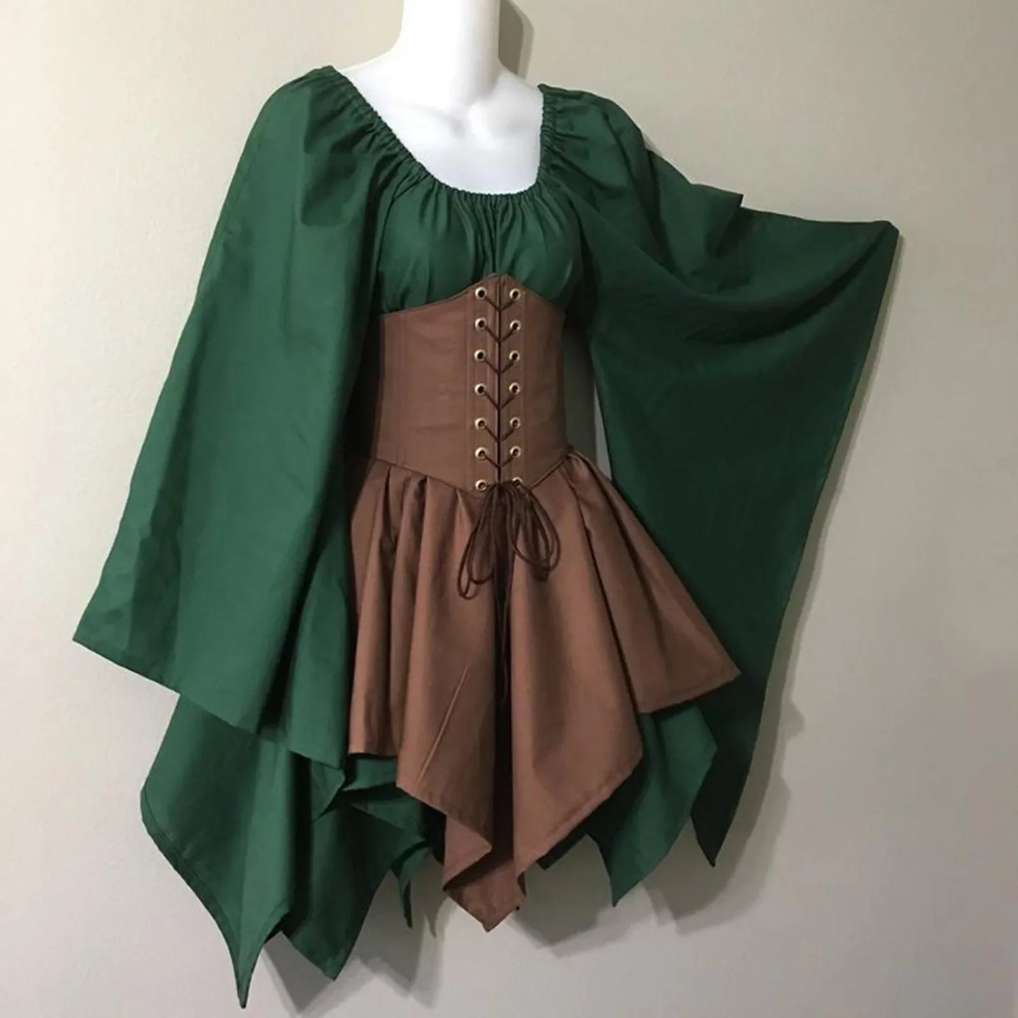 Medieval Costume Women Renaissance Medieval Dress Fairy Elf Traditional Irish Viking Costume Elf Ear for Halloween Party