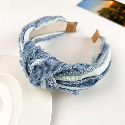 Denim tissu Cowboy bandeau coiffure chapeaux Denim noué bandeau Style coréen cheveux accessoires Cowboy cheveux cerceau fête