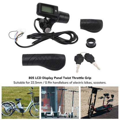 Poignée d'accélérateur pour scooter électrique, écran LCD, rétroéclairage, rappel de faible puissance, boutons de poignée d'accélérateur pour modification, 805mm, 22.5