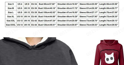 Sweatshirt Cat Lovers Hoodie Kangaroo Dog Pet Paw Pullovers Cuddle Pouch Cat Carrier Sweatshirt Pocket Animal Ear Hooded Plus