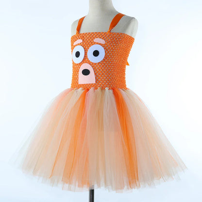 Costume Bingo Bluey pour filles, robe tutu chien de berger de dessin animé, costumes d'animaux chien chiot pour enfants, tout-petits, fête d'Halloween