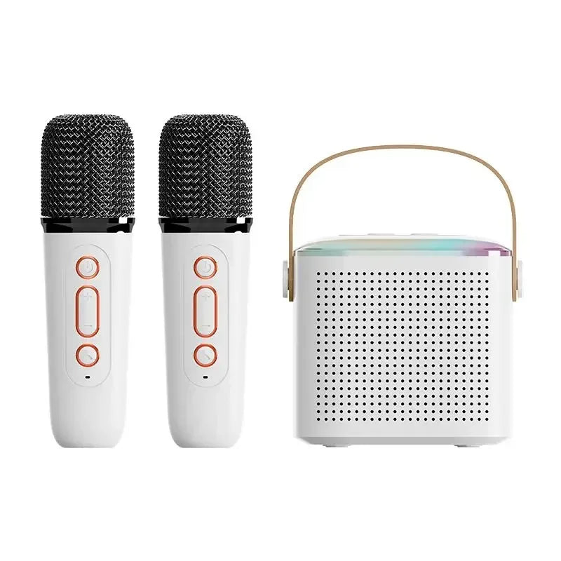 Mini karaoke machine, LED speaker with Bluetooth, suitable for family birthday party, microphone for girls and boys.