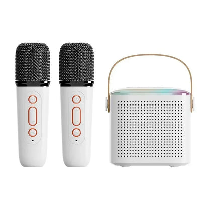 Mini karaoke machine, LED speaker with Bluetooth, suitable for family birthday party, microphone for girls and boys.
