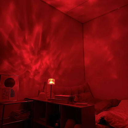 Water Ripple Lamp Rechargeable Night Light Atmosphere Desk Lamp Ocean Wave Projector Lamp for Home Bedroom Living Room