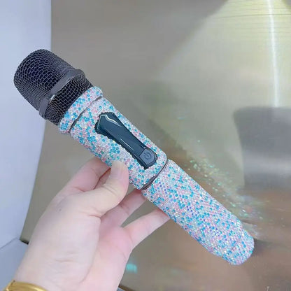 Microphone à main sans fil en strass, micro à fréquence fixe UHF pour fête, karaoké, église professionnelle, spectacle, cadeau de réunion