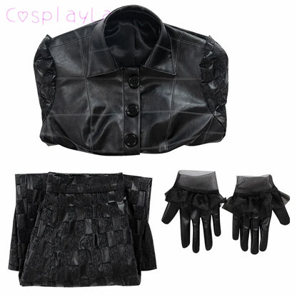 Cruella Costume Halloween Evil Queen Cosplay Outfit Black Fashion Lady Dresses Fancy Emma Formal Suit Jacket Skirt Gloves