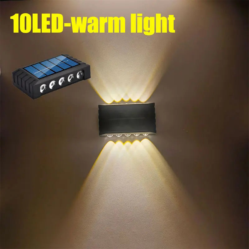 4/6/8/10LED s lampe murale solaire cour rue décor lumière extérieure étanche haut et bas éclairage lumineux jardin paysage lampe