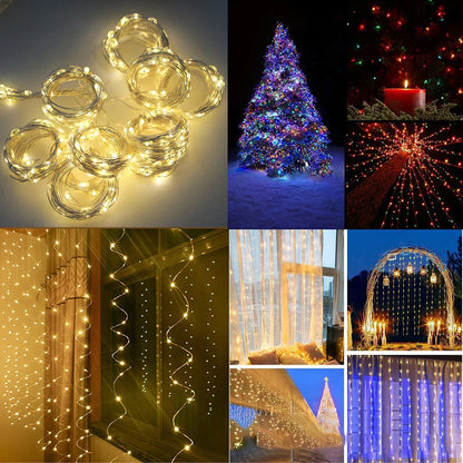 Guirlande lumineuse rideau LED USB, pour Nouvel An, Noël, mariage, anniversaire, chambre à coucher, Ramadan, Pâques, décoration intérieure