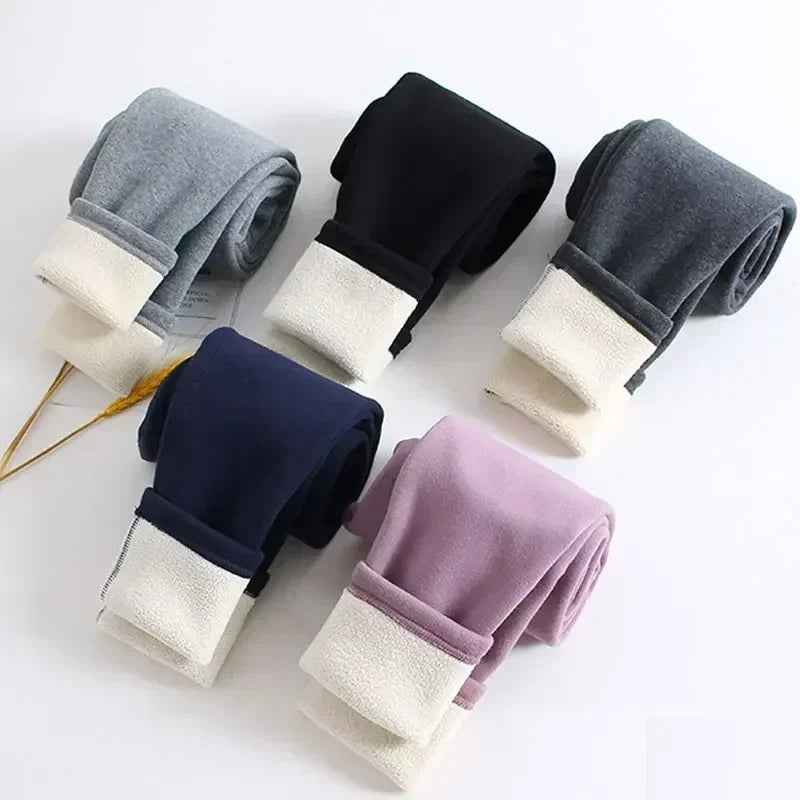 Leggings polaires désossés pour filles, pantalons polaires épais pour enfants, couleur unie, vêtements d'extérieur, automne et hiver