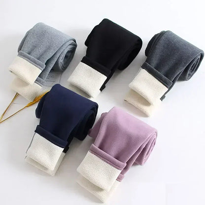 Leggings polaires désossés pour filles, pantalons polaires épais pour enfants, couleur unie, vêtements d'extérieur, automne et hiver