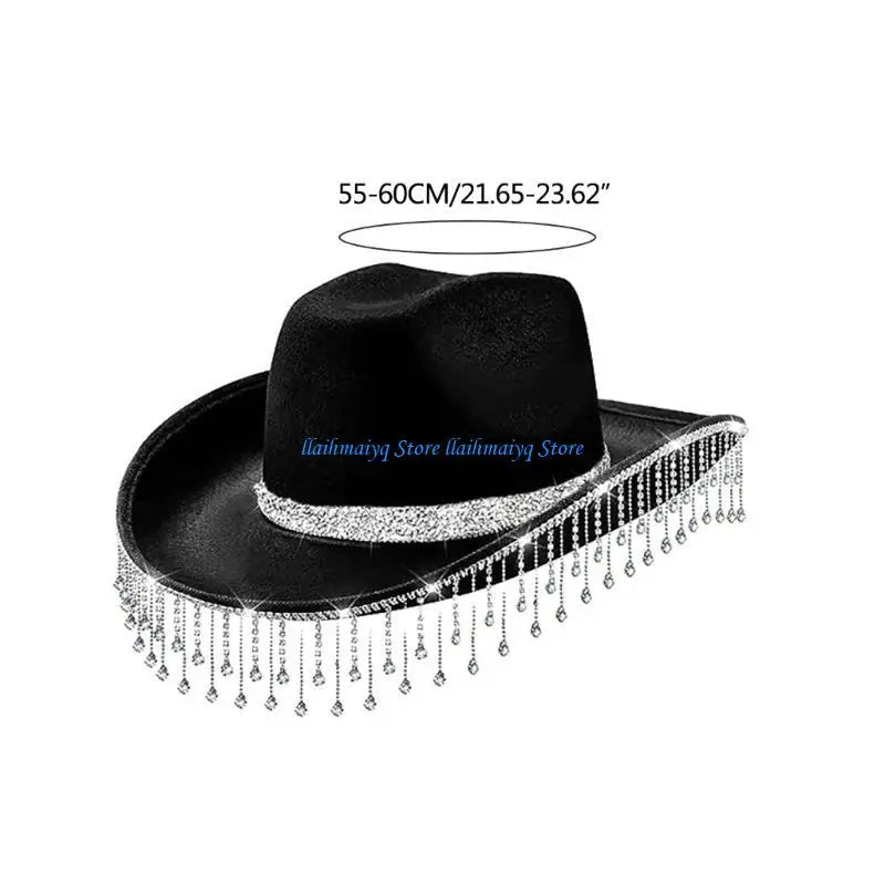 Casquette Cowboy avec pompons en chapeau Cowgirl occidental pour femmes filles, accessoires Photo, 573B