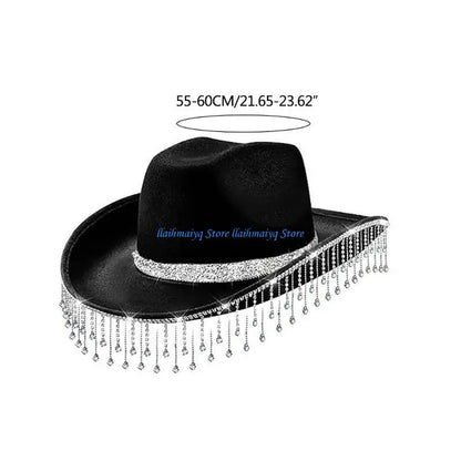 Casquette Cowboy avec pompons en chapeau Cowgirl occidental pour femmes filles, accessoires Photo, 573B