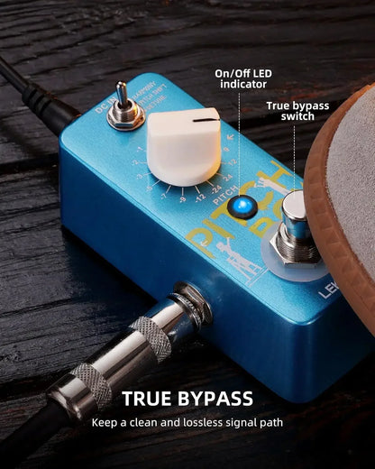 Pédale d'effet guitare mini Lekato - harmoniseur, octaver avec changement de hauteur et réglage de décalage de tonalité, True Bypass Compact Fx
