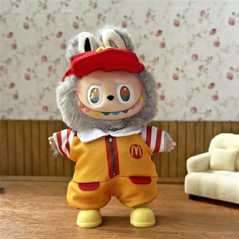 Tenue de travail Vêtements pour poupée Labubu Mode Café Fast-food Frites Hamburgers Tenue Vêtements Accessoires Cosplay