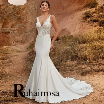 Ruhair Exquisite Ball Gown Wedding Dresses Appliques Lace Square Collar Full Sleeves Draped Robe De Mariée Engagement Plus