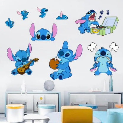 MINISO Autocollants Muraux Dessin Animé Lilo & Stitch pour Chambre d'Enfant, Maternelle, Salon, Chambre à Coucher, Décoration Murale, Poster Animé