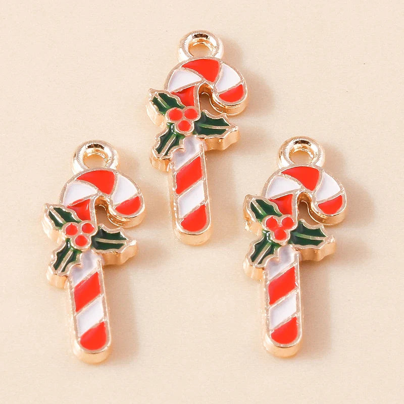 Leslie-Breloques de Noël en émail, arbre flocon de neige, chaussette, cerf, bonhomme de neige, bijoux de bricolage, cadeaux de Noël et du Nouvel An, 10 pièces