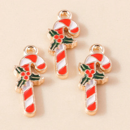Leslie-Breloques de Noël en émail, arbre flocon de neige, chaussette, cerf, bonhomme de neige, bijoux de bricolage, cadeaux de Noël et du Nouvel An, 10 pièces