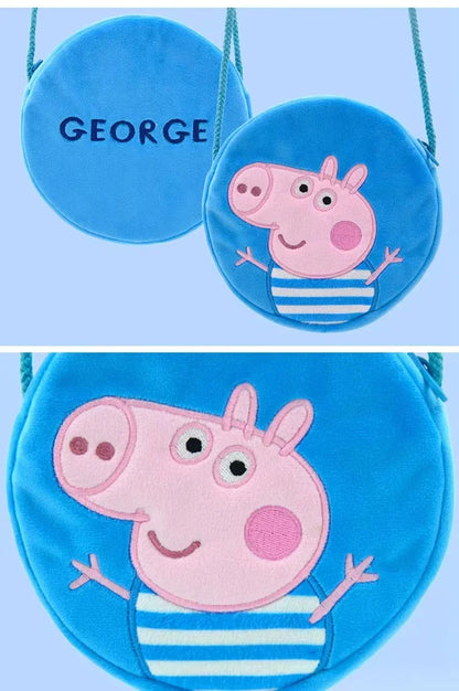 16cm Peppa Pig Kawaii Plush Stuffed Rounded Backpack Toys George Kindergarten Cartoon Shoulder Bag Coin Purse Girl Birthday Gift