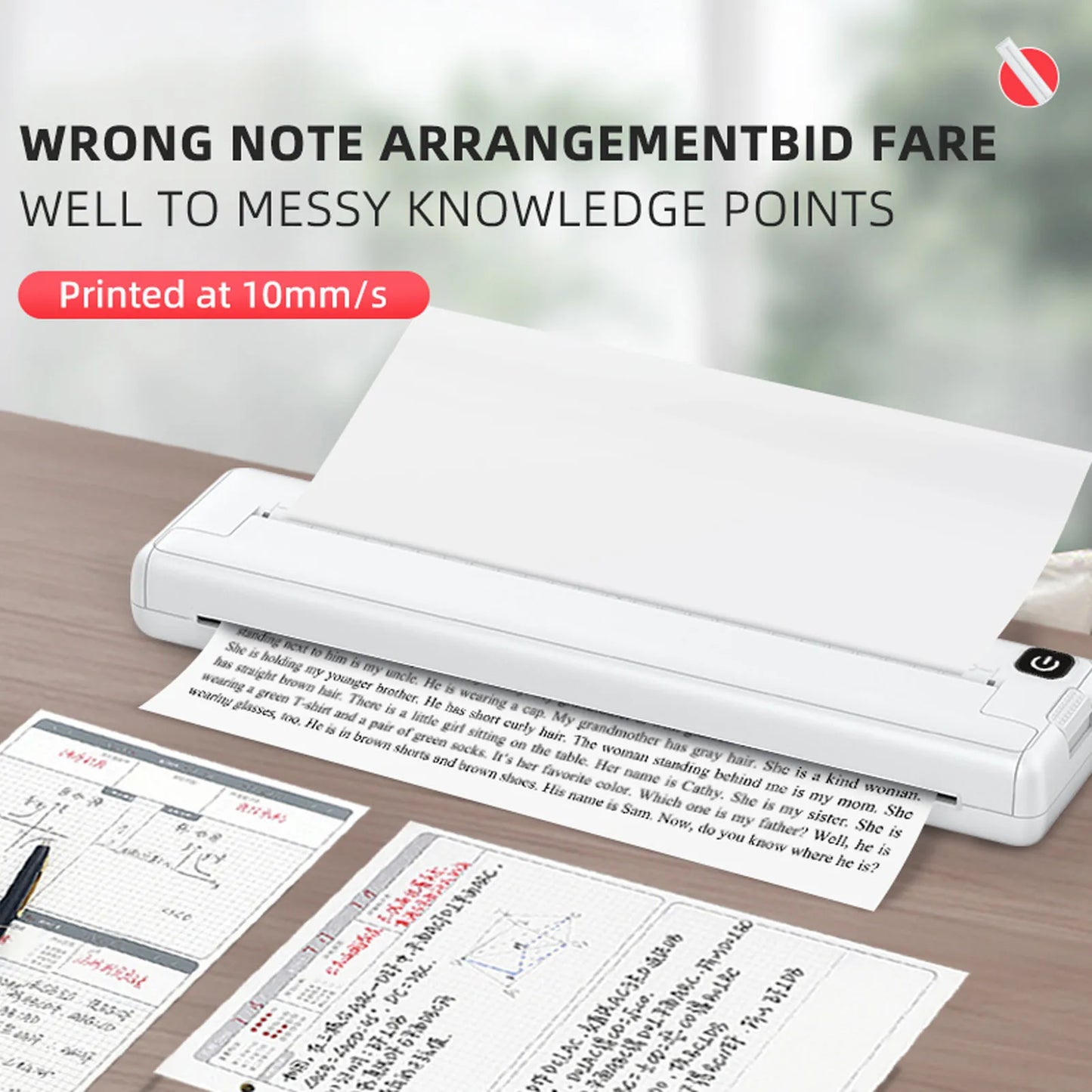 Thermal Printer 200dpi Mini Portable Bluetooth Rechargeable Inkless Thermal Printer for School  Inkless Thermal Printer