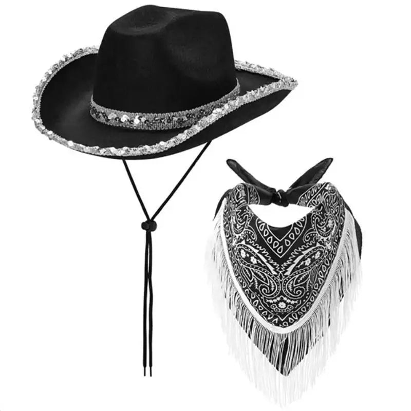 Ensemble chapeau écharpe Cowgirl 31BB, écharpe Cool pour Festival musique, fête costumée