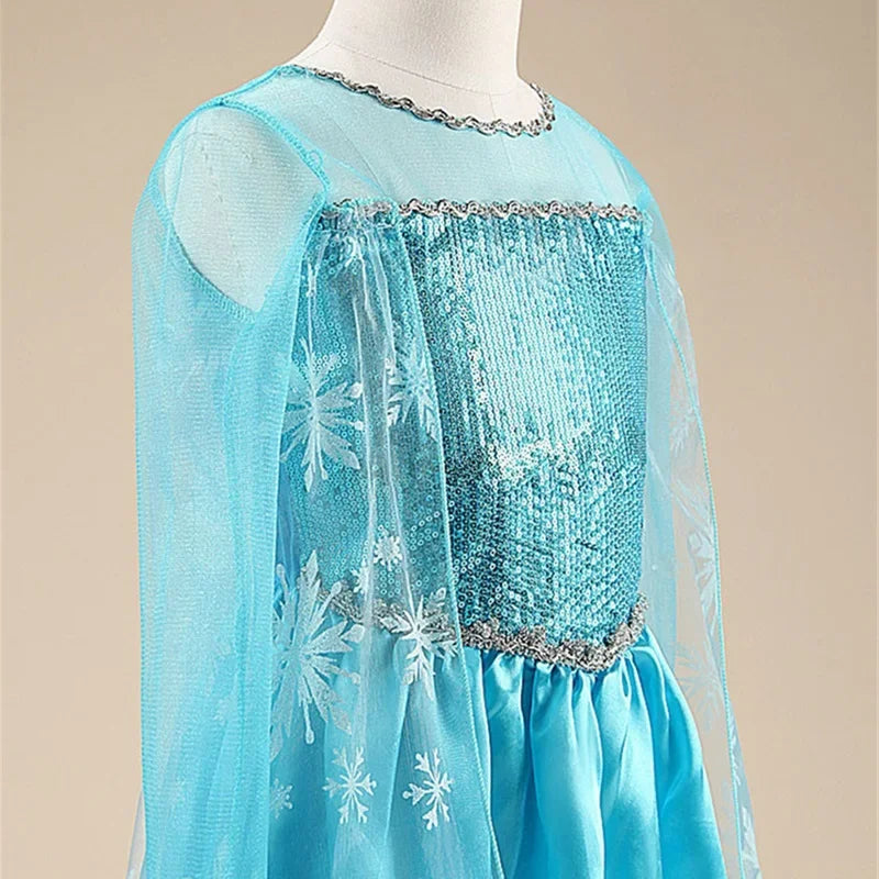 Elsa Costume for Girls 2024 Carnival Party Snow Queen Luxury Cosplay Costume Birthday Party Outfit Elsa Princess 3-10Y Kid Dress