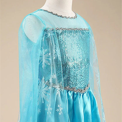 Elsa Costume for Girls 2024 Carnival Party Snow Queen Luxury Cosplay Costume Birthday Party Outfit Elsa Princess 3-10Y Kid Dress