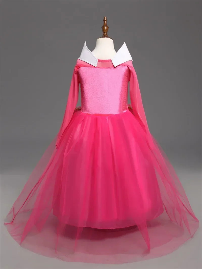 Fantasy Girls Sleeping Beauty Aurora Cosplay Princess Dress Kids Halloween Carnival Birthday Costume Party Clothing 3-10Years