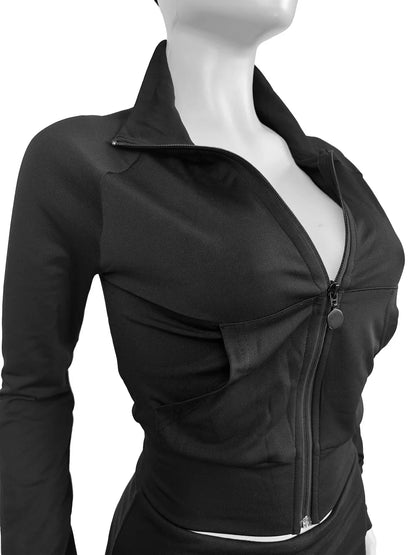 Ensembles 2 pièces FAGADOER automne hiver pour femmes Tenue décontractée Hauts courts à fermeture éclair et poche + Pantalons leggings taille haute Survêtements de jogging Streetwear