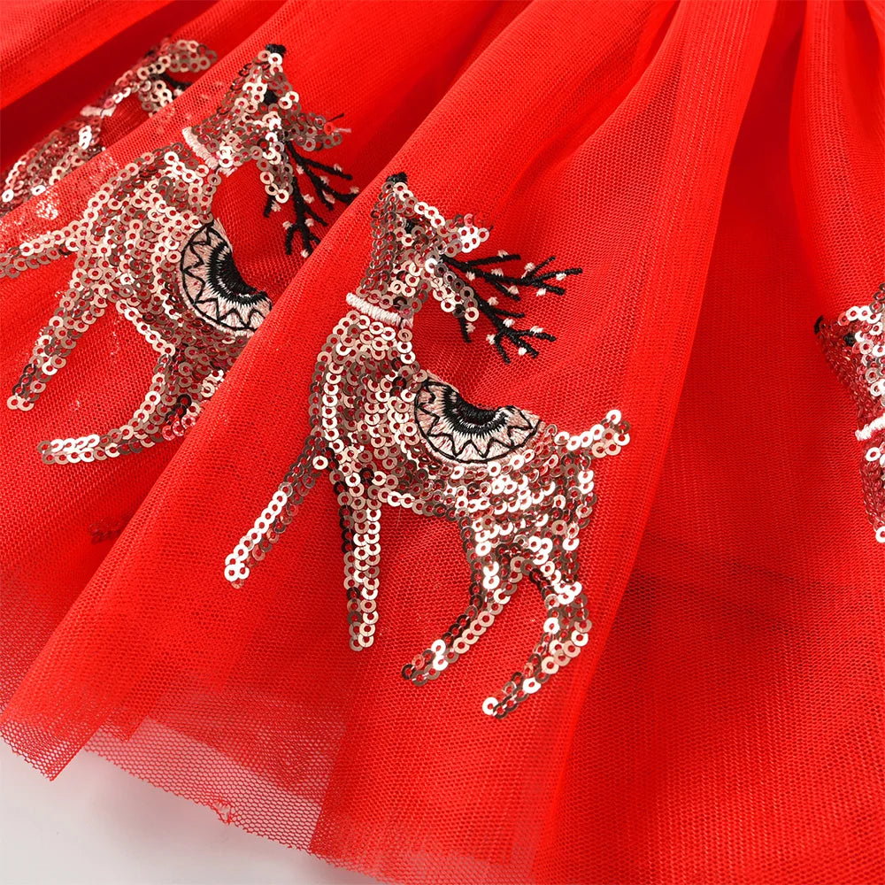 DXBOU- Jupe de princesse en tulle pailmétrage pour enfants, tenues de wapiti pour filles, vêtements en maille, cadeau de Noël et du Nouvel An