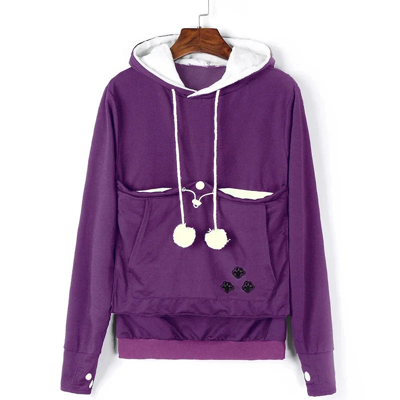Sweatshirt Cat Lovers Hoodie Kangaroo Dog Pet Paw Dropshipping Pullovers Cuddle Pouch Sweatshirt Pocket Animal Ear Hooded Plus