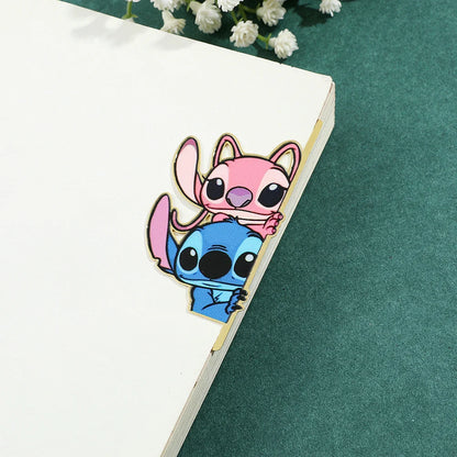 Stitch Love Artificial Leather Corner Bookmark for Friends, Family, Teachers, Teenagers, Kawaii Book Accessories, Creative Gifts