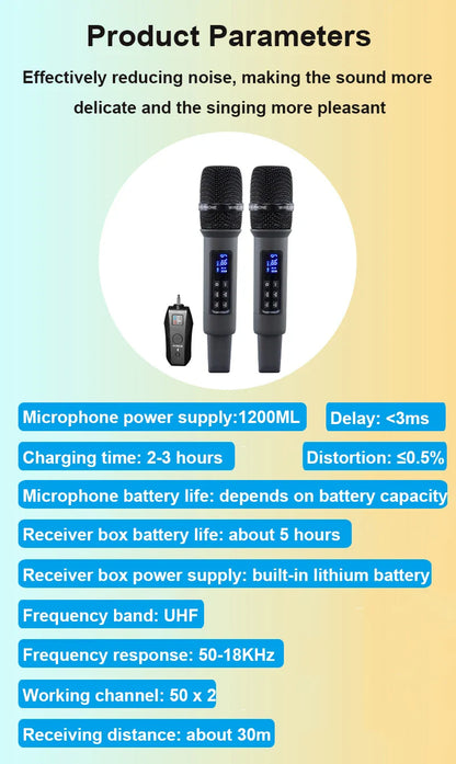 UHF Wireless Handheld Dynamic Karaoke Microphone Bluetooth Receiver Performing Professional Home Reverb High and Low Bass