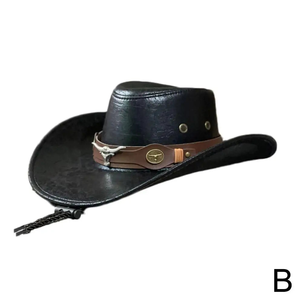 Men's and Women's Classic Retro Western Cowboy Hat, Men's and Women's Rivet Jazz Cap, Summer and Autumn Visors, Party Cosplay Hat