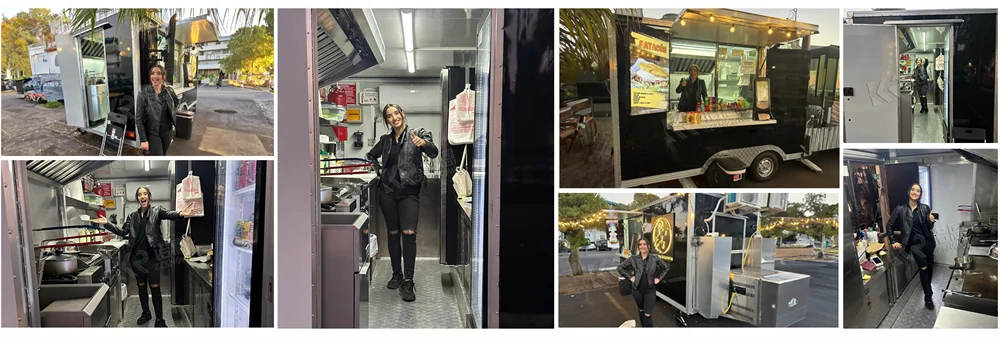 Outdoor Mobile Catering Trailer Fully Equipped Taco Pizza Ice Cream Cart Fast Food Truck Trailer With Full Kitchen