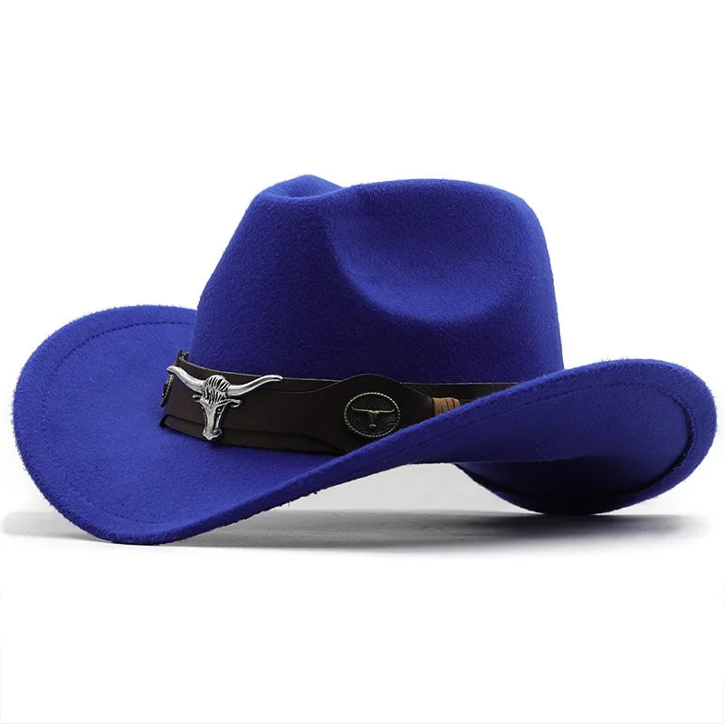 Nouveau chapeau de Cowboy occidental à bord roulé casquette de Cowgirl Cowboy Jazz Fedora chapeaux casquette en feutre avec bande de vache pour femmes hommes enfants