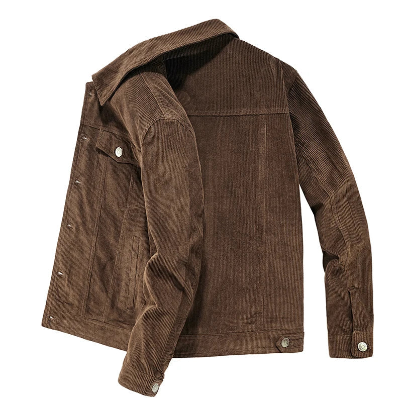 Manteaux tendance pour hommes, veste en velours automne, coupe slim, style vintage, décontracté, éclair, manches longues, vêtements d'extérieur, fermeture printemps-automne