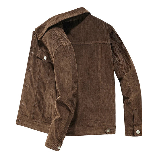 Male Fashion Coats Spring Autumn Men Corduroy Jacket Slim Fit Vintage Style Male Casual Zipper Coats Fashion Long Sleeve Outwear