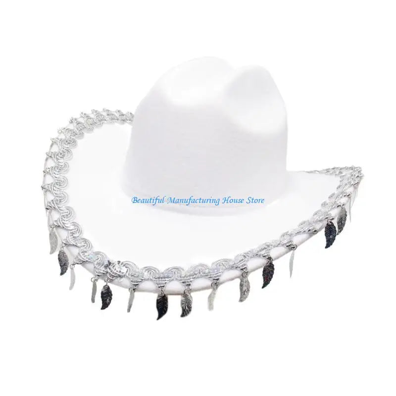 E56A chapeau Cowboy chapeau Cowgirl occidental chapeaux à franges pour Costume fête pour femmes